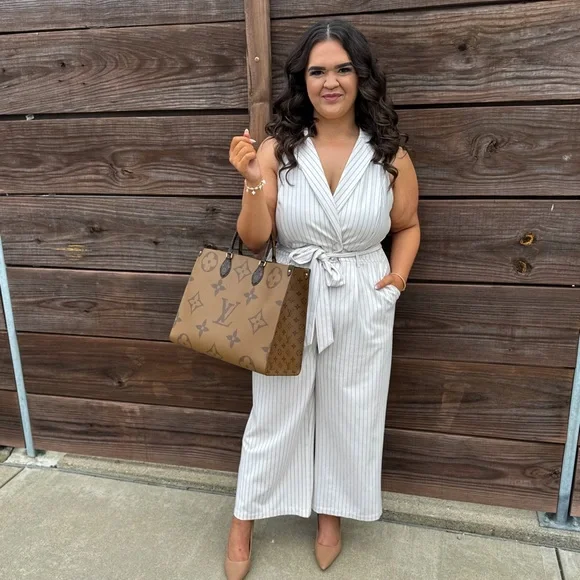 A New Day Size XXL Sleeveless Pinstripe Jumpsuit - Picture 2 of 10